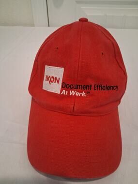Vintage IKON Office Solutions Hat Red Document Efficiency At Work Promo Cap Y2K